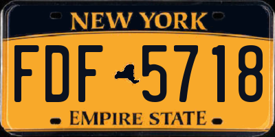 NY license plate FDF5718