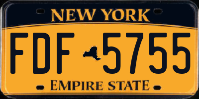 NY license plate FDF5755