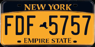NY license plate FDF5757