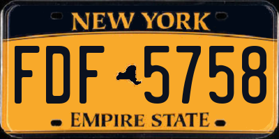 NY license plate FDF5758
