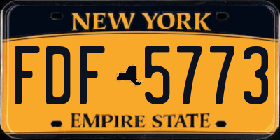 NY license plate FDF5773
