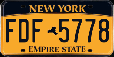 NY license plate FDF5778