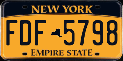 NY license plate FDF5798
