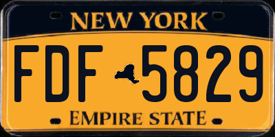 NY license plate FDF5829
