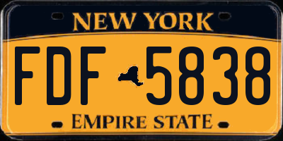NY license plate FDF5838