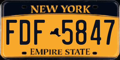NY license plate FDF5847