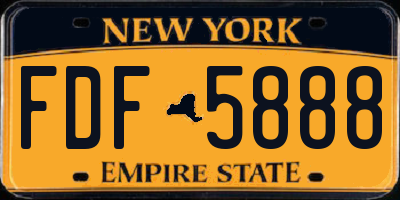 NY license plate FDF5888