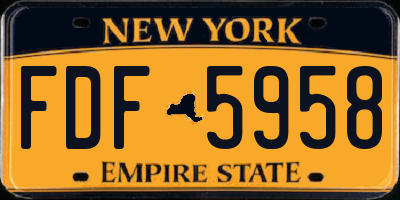 NY license plate FDF5958