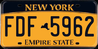 NY license plate FDF5962