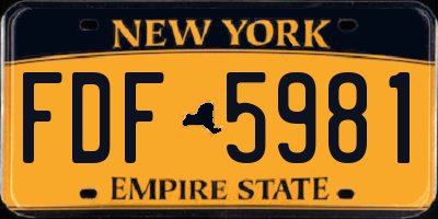 NY license plate FDF5981
