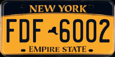 NY license plate FDF6002
