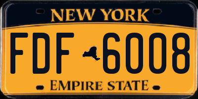 NY license plate FDF6008