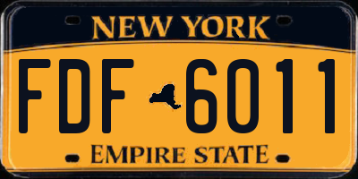 NY license plate FDF6011