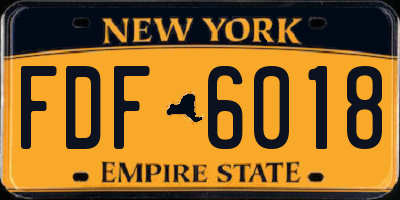 NY license plate FDF6018
