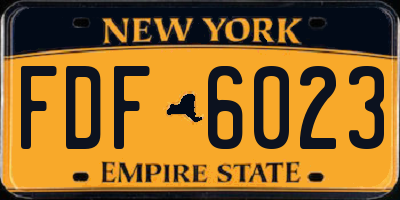 NY license plate FDF6023