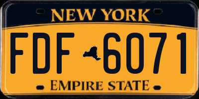 NY license plate FDF6071