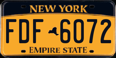 NY license plate FDF6072