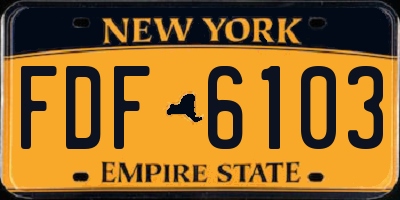 NY license plate FDF6103