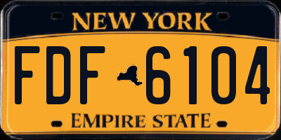 NY license plate FDF6104