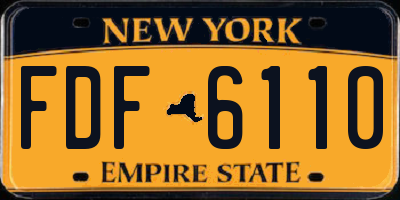 NY license plate FDF6110
