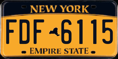 NY license plate FDF6115