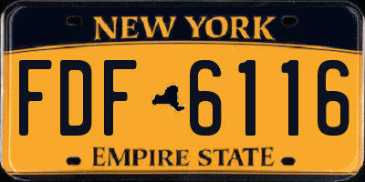 NY license plate FDF6116