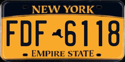 NY license plate FDF6118