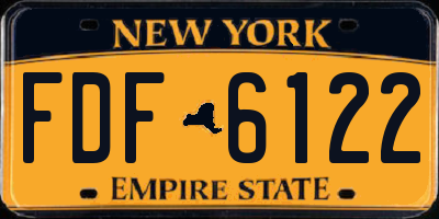NY license plate FDF6122