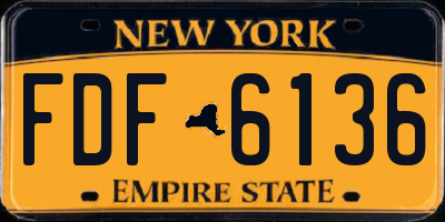 NY license plate FDF6136