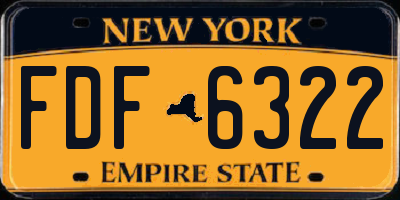 NY license plate FDF6322
