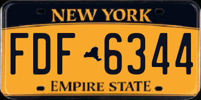 NY license plate FDF6344
