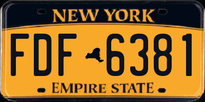 NY license plate FDF6381