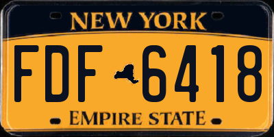 NY license plate FDF6418