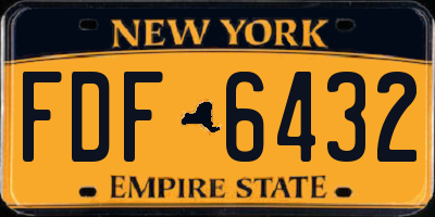 NY license plate FDF6432