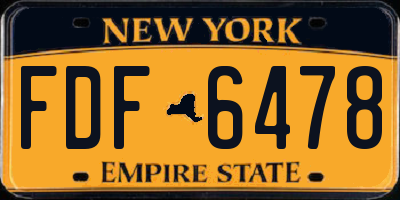 NY license plate FDF6478