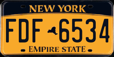 NY license plate FDF6534