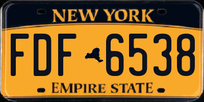 NY license plate FDF6538