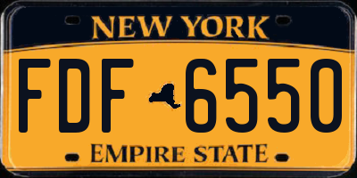 NY license plate FDF6550