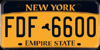 NY license plate FDF6600