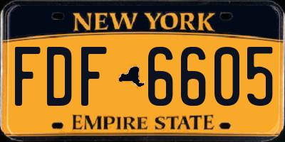NY license plate FDF6605