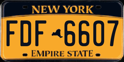 NY license plate FDF6607