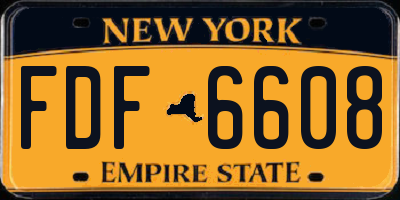 NY license plate FDF6608