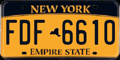 NY license plate FDF6610
