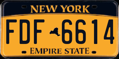 NY license plate FDF6614