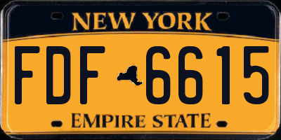 NY license plate FDF6615