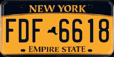 NY license plate FDF6618
