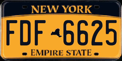 NY license plate FDF6625