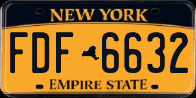 NY license plate FDF6632