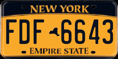 NY license plate FDF6643