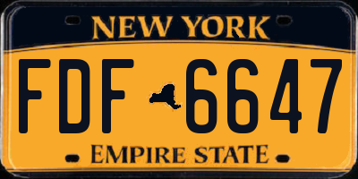 NY license plate FDF6647